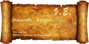 Vancsó Erika névjegykártya